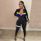 Phoenix 2020 New winter Women's Solid color long zip long sleeve jumpsuit nightclub wear