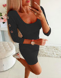 New arrival spring square collar candy color three-quarter sleeve sexy for night 2020 bodycon dresses club dress