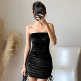 2020 New arrival Sexy women one-step dress+Drawstring embellish a strapless dress