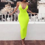 V-neck halter milk silk pencil skirt tight elasticized dress 2020 Summer hot style women party formal dress