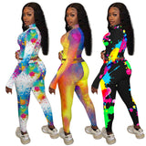 X00283L New arrival women two-piece set+Printed zipper cover refers to a garment sweatpants suit