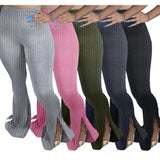 X00274L 2021 Hot sale sexy women pants+Solid-color denim split sexy tight flared pants