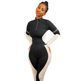 X01972C 2 Piece Outfits Women Hot Letter Zipper Tracksuit Spring Turtleneck Tops And Legging Sets Femme Casual Sport Matching