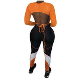 X00683M Phoenix Casual round neck back hollowed-out band splicing trousers two pieces