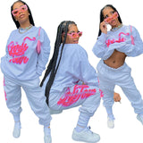 X00843S Phoenix autumn new Net Graffiti loose sport hoodie suit streetwear casual 2 piece