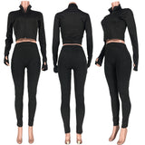 X00740L Hot style ladies two-piece set+ Fashion stand collar sexy tight sport two-piece set