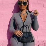 Fitness Sporty Active Wear Rompers Womens Jumpsuit Zipper Fashion Casual Workout Athleisure Long Sleeve Jumpsuits Push