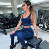 2020 Summer Tank Tops Bra And Hight Waist Legging Pants Fitness Yoga Sports Two Piece Set Women Clothing Suits