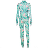 New arrival sport women two-piece set+Cool leaf print Chinoisse long sleeve jumpsuit with corset feet casual suit