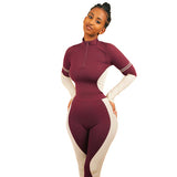 X01972C 2 Piece Outfits Women Hot Letter Zipper Tracksuit Spring Turtleneck Tops And Legging Sets Femme Casual Sport Matching