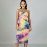 floor price Hot-selling tie-dye dresses for summer 2021 the new sexy sleeveless strapless