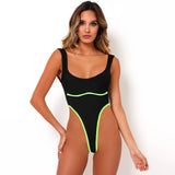 X00294S new 2021 women bodysuits sexy back strap fluorescent strip sports bodysuit