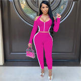 X00497L Phoenix New arrival sport women two-piece set+Zipper off - shoulder long - sleeve pantsuit