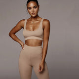 Sexy Two Piece Set Sleeveless Crop Top Tank And Long Pants Skinny Tracksuit Women Fitness Sportswear Slim Pencil Outfit