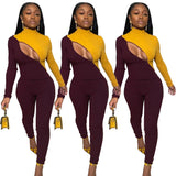 Patchwork Zipper Fitness Rompers Womens Jumpsuit Casual Workout Sporty Active Wear Fashion Long Sleeve Skinny Jumpsuits