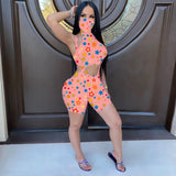 X00539S 2021 women fashion playsuit see-through gauze two-piece sets club tan