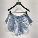 X00289M Big wide-leg denim shorts hot pants Exaggerated modeling flounces hem jean short 2021 hot style