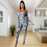 Hot style women Sexy jumpsuit tight elastic women clothes Printed dollar bill sexy jumpsuit