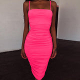 long sexy wrap bodycon dress women casual club party dress summer neon pink dress