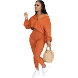 X00327L New arrival women two-piece set+Solid color temperament casual two - piece long - sleeved pantsuit