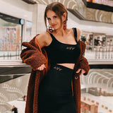 2020 sleeveless letters embroidery sexy crop tops biker shorts summer women bodycon stripe tracksuit