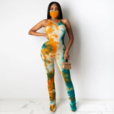 Hot-selling printed jumpsuit for summer 2020 new fashion street-style pleated trousers with lacing