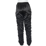 X01790C Casual Fashion High Waist Women Stacked Pants Ruched Sportswear Streetwear Pencil Pants Black Fall Winter 2021 Trousers