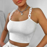 X00146M 2021 summer hot sale Chain strapless vest new solid skintight slim all-match top Sexy sweet High Street crop top