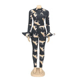 Phoenix sexy nightclub outfit Autumn/winter 2020 new women's dress with print pattern and backless jumpsuit