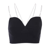 Sexy Summer Tops For Women Flash Drill Diamond Chain Temperament Wrapped Chest Tube Top Suspenders Elegant Female