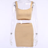 X00156L 2021 new Two-piece set with coarse woven condole belt vest and skirt+Running vest fashion versatile suit