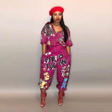 Sexy alphabet printing hot selling speaker package jumpsuit Casual loose fitting suit in stock