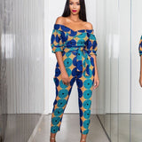 Dashiki Dresses For Women Jumpsuit Bazin Jumpsuits Off Shoulder Riche African Print Clothes