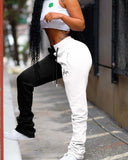 X00578S 2021 new hot style Monochromatic hoodie fabric drape slit micro-horn sweatpants