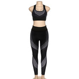 Sexy Tracksuit Women Two Piece Set Outfits Sports Fitness Crop Top High Waist Leggings Matching Sets Sweatsuit