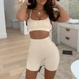 X00116M Summer new style temperament fashion top casual suit women tracksuit fitness outfits crop top and shorts 2 piece