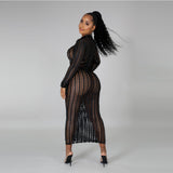 2020 new style Sexy stretch torn cloth solid color round neck long sleeve dress night club women in stock