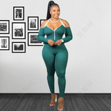 Sexy necktie slim zipper splice pantaloon ladies pencil pants long sleeve jumpsuit sexy casual bodycon