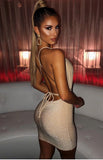 2021 hot style Women Sexy V-Neck Backless Sleeveless Shimmer Bodycon Mini Sexy Dresses