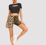 Fashion Leopard Print Women Snake Skin Fitness Summer Lady High Waist Casual Biker Shorts