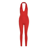 instagram followers custom sexy women halter v neck fitness one piece romper sleeveless backless jumpsuit 2020