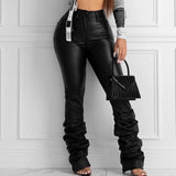 X00960S 2021 Women's pants Classic Pile leather pants