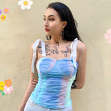 X00152M Colourful High Street Crop top Women Summer sexy sleeveless short tees High-class fashion hot sale top