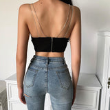 Sexy Summer Tops For Women Flash Drill Diamond Chain Temperament Wrapped Chest Tube Top Suspenders Elegant Female