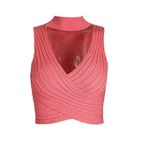 X00402M Sexy leaky top knit vest sleeveless short T-shirt blouse Hot style knit top vest for ladies