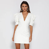 2020 hot-selling women's sexy back v-neck button princess sleeve dress lady elegant