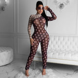 2020 New autumn fashion women Printed exercise yoga casual jumpsuit