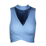 X00402M Sexy leaky top knit vest sleeveless short T-shirt blouse Hot style knit top vest for ladies