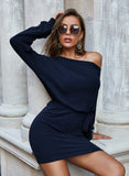 2020 Hot style long sleeved off-the-shoulder one-step dress casual women's dress in stock