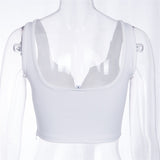 X00400L Phoenix Hot style new arrival sexy slim tank top+Sexy crop navel show chest ring V neck shoulder strap vest